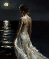 Original Mood Painting Into The Dark Waters emotional art on canvas moon